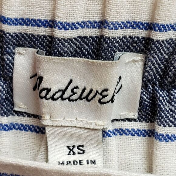 🔺️Madewell Cream & Blue Striped Huston Wide Leg Linen Pants XSmall - Picture 7 of 9